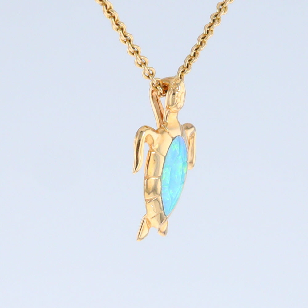 Opal Pendant Inlaid Realistic Design Sea Turtle