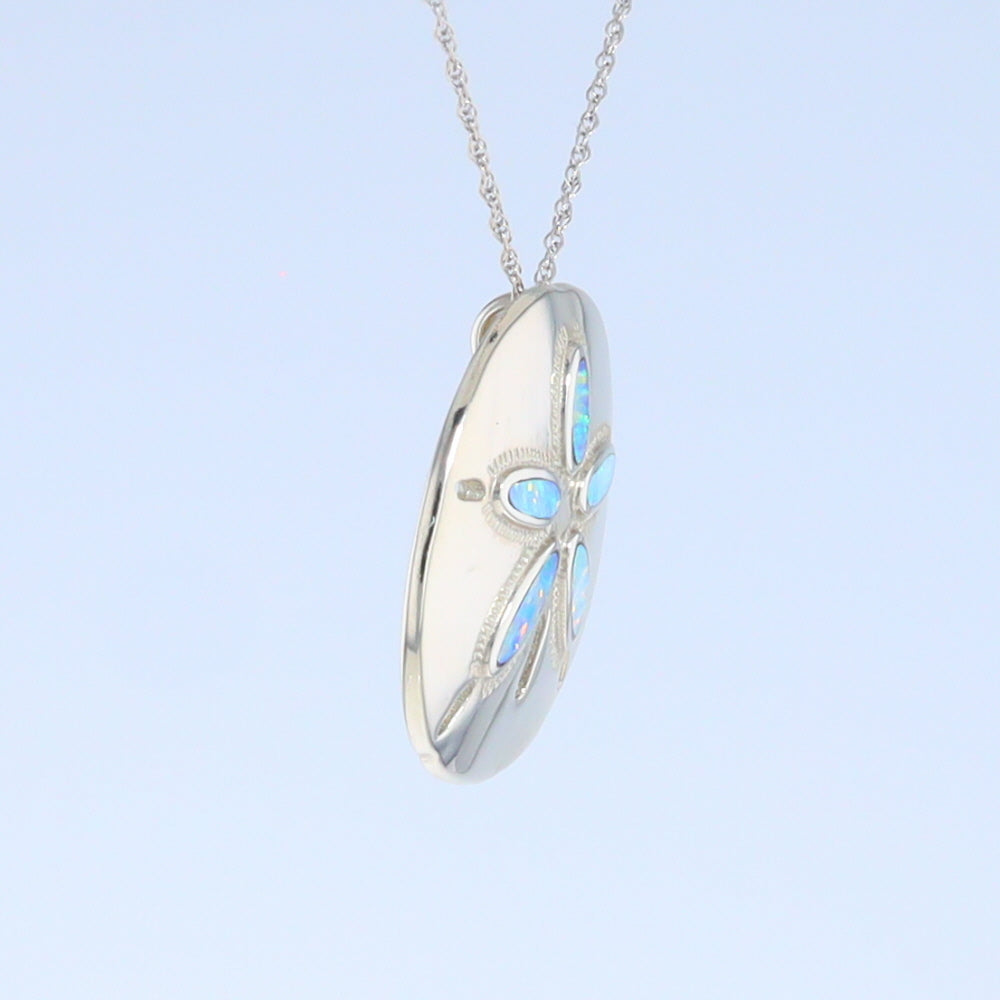 Opal Pendant Inlaid Realistic Sand Dollar Sea Life Design