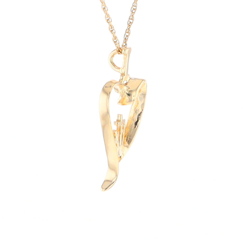 Gold Heart Triple Cross Pendant