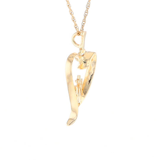 Gold Heart Triple Cross Pendant