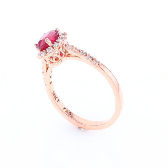 Ruby Diamond Halo Ring