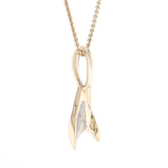 Whale Tail Necklaces Natural Gold Quartz and Nuggets Inlaid Pendant