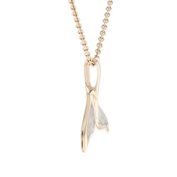 Whale Tail Necklaces Natural Gold Quartz Double Sided Inlaid Pendant