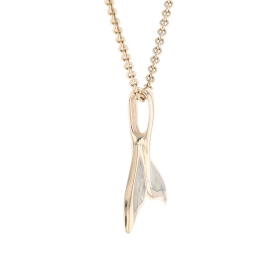 Whale Tail Necklaces Natural Gold Quartz Double Sided Inlaid Pendant