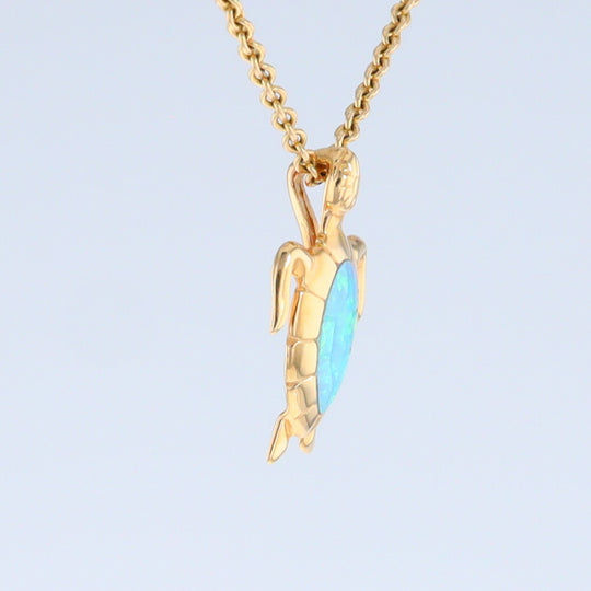 Opal Pendant Inlaid Realistic Design Sea Turtle