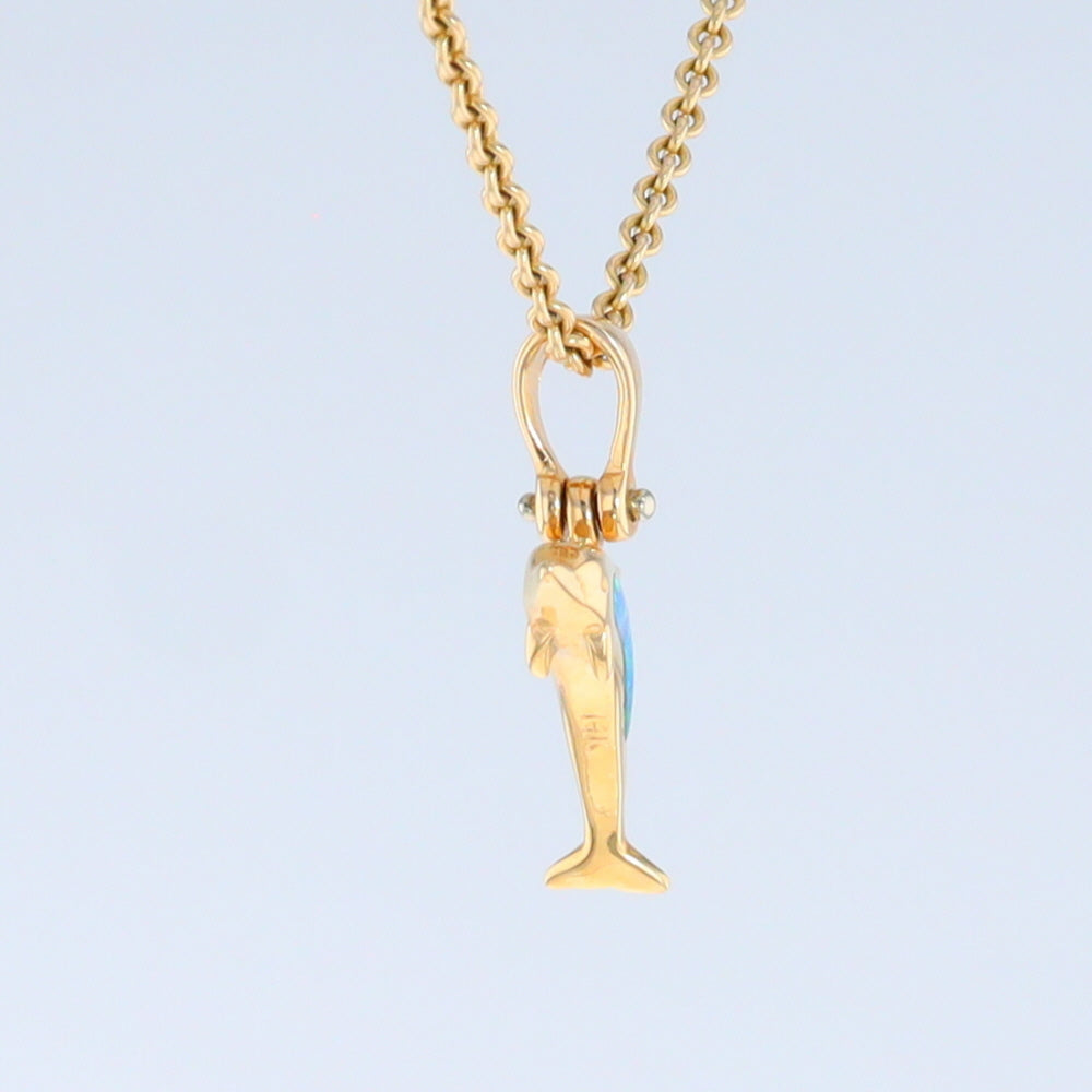 Opal Pendant Inlaid Realistic Dolphin Sea Life Design