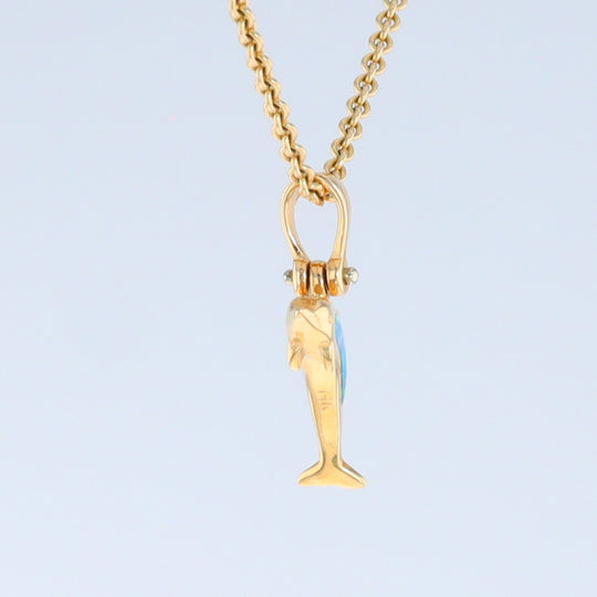Opal Pendant Inlaid Realistic Dolphin Sea Life Design