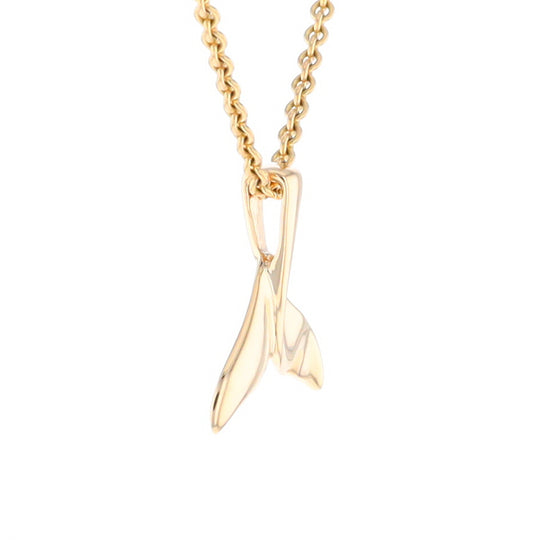 Whale Tail Pendant 14kt Gold High Polish Realistically Designed