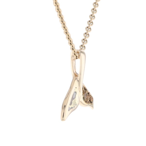 Whale Tail Necklaces Natural Gold Quartz and Nuggets Inlaid Pendant