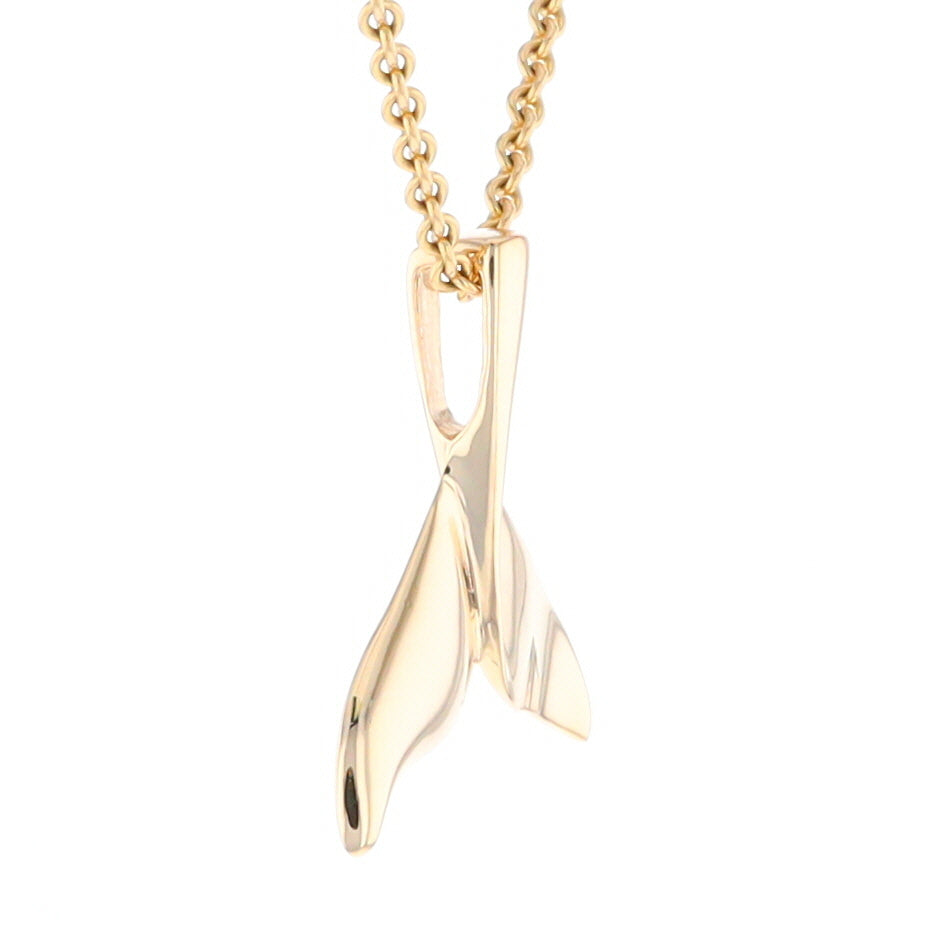 Whale Tail Pendant 14Kt Gold High Polish Realistically Designed