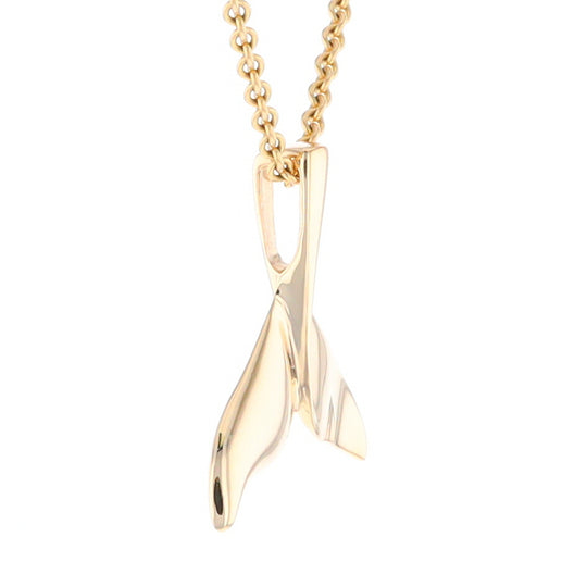 Whale Tail Pendant 14Kt Gold High Polish Realistically Designed