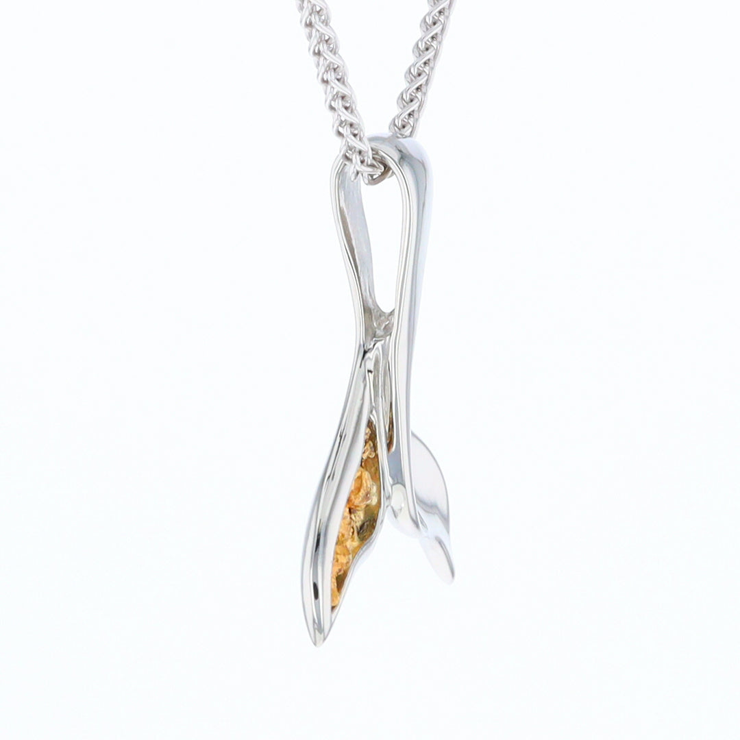 White Gold Whale Tail Pendant Natural Nuggets Inlaid Sea Life Pendant