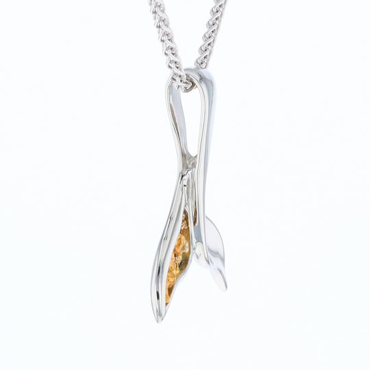 White Gold Whale Tail Pendant Natural Nuggets Inlaid Sea Life Pendant