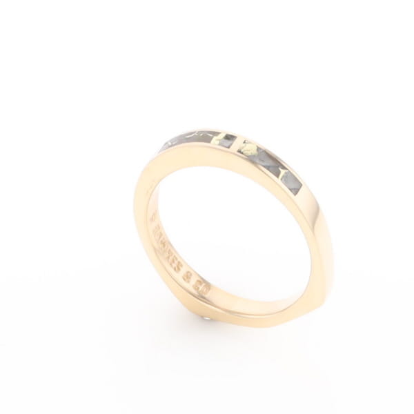 Gold Quartz Ring 3 Rectangle Section Inlaid Band