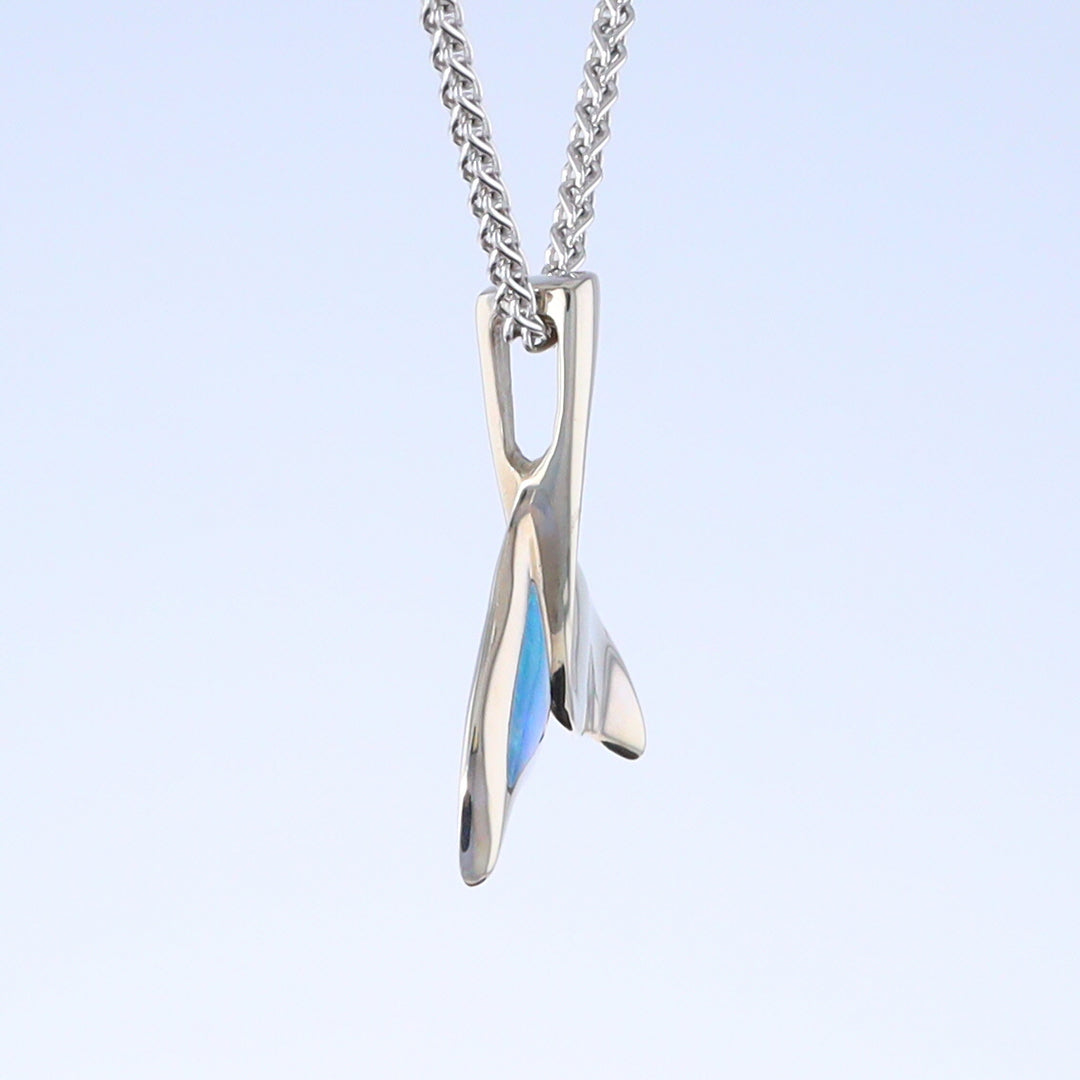 Whale Tail Pendant Natural Opal Single Sided Inlaid Sea Life Pendant