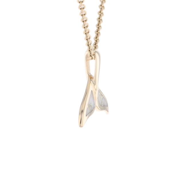 Whale Tail Gold Quartz Double Sided Inlaid Sea Life Pendant