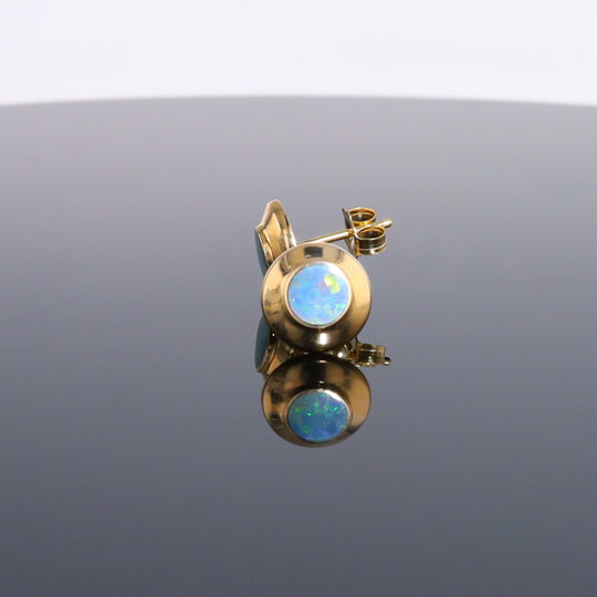 Opal Earrings Round Inlaid Design Studs