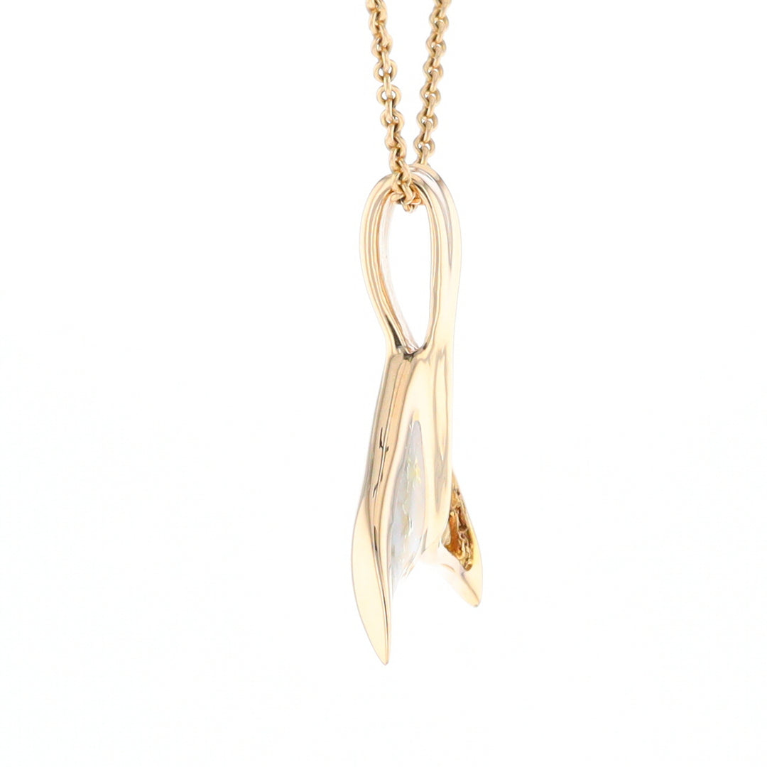 Whale Tail Necklaces Natural Gold Quartz and Nuggets Inlaid Pendant (G1)