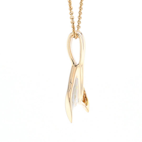Whale Tail Necklaces Natural Gold Quartz and Nuggets Inlaid Pendant (G1)