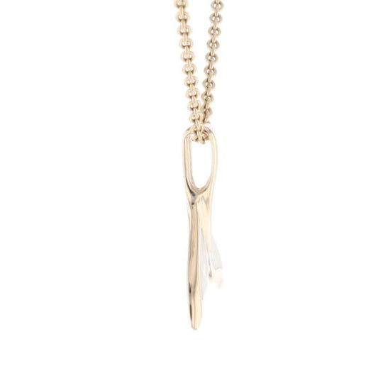 Whale Tail Necklaces Natural Gold Quartz Double Sided Inlaid Pendant