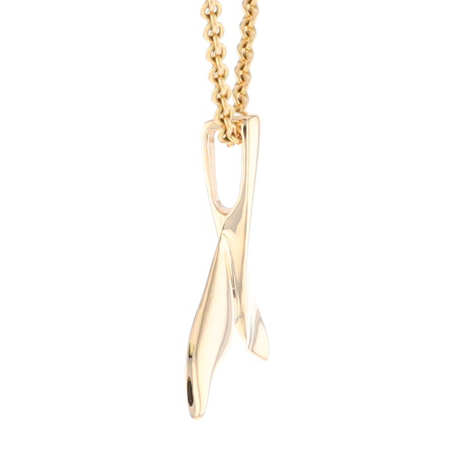 Whale Tail Pendant 14Kt Gold High Polish Realistically Designed