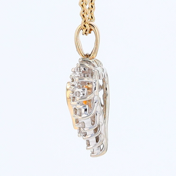 14K Yellow Gold Heart Shaped Pendant with 2 rows of Diamonds