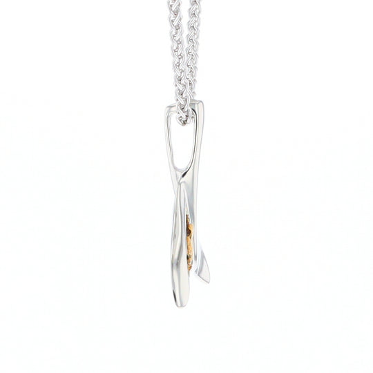 Whale Tail Natural Nuggets Inlaid Sea Life Medium White Gold Pendant