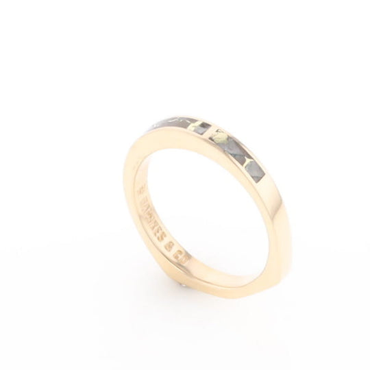 Gold Quartz Ring 3 Rectangle Section Inlaid Band