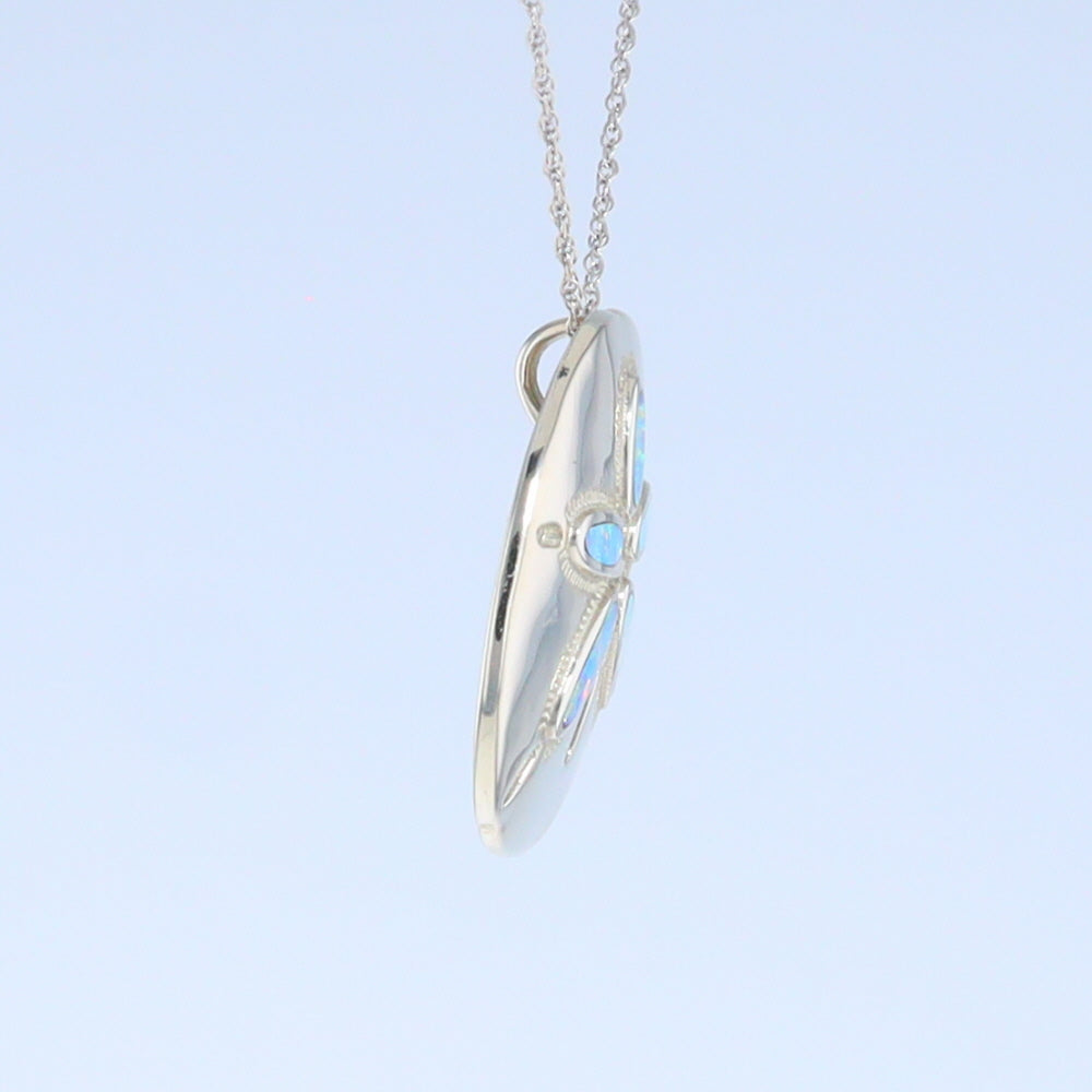 Opal Pendant Inlaid Realistic Sand Dollar Sea Life Design