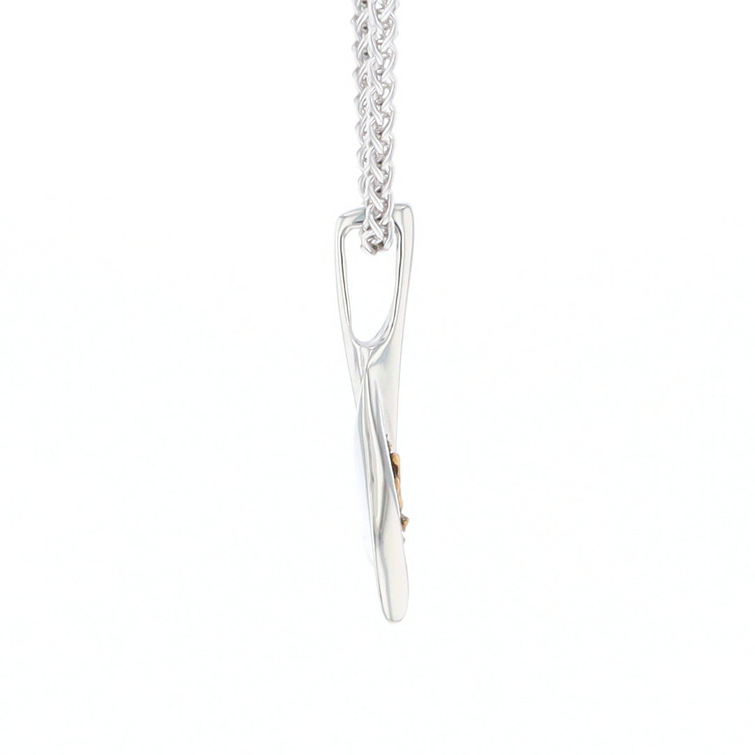 Whale Tail Natural Nuggets Inlaid Sea Life Medium White Gold Pendant