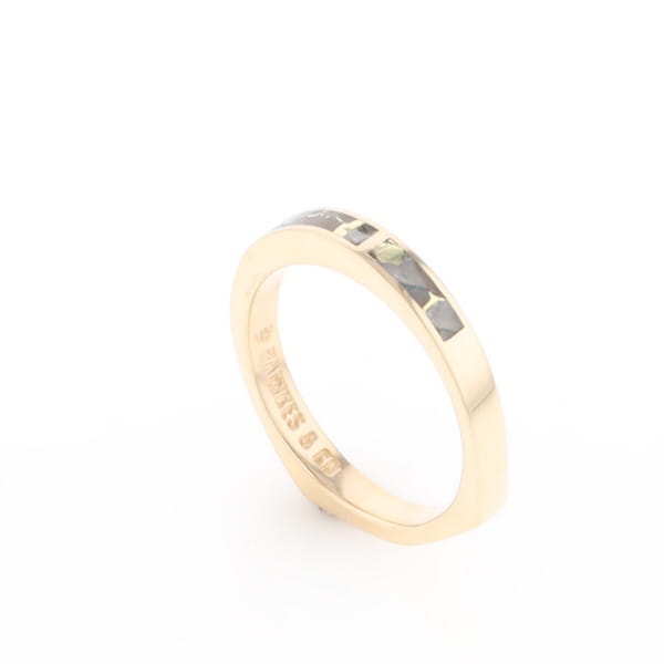 Gold Quartz Ring 3 Rectangle Section Inlaid Band