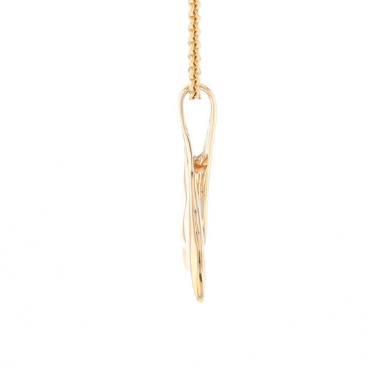 Whale Tail Gold Quartz Single Sided Inlaid Sea Life Pendant