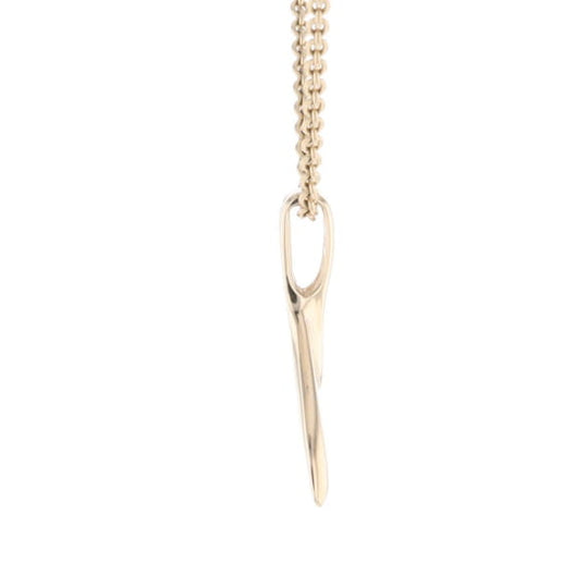 Whale Tail Necklaces Natural Gold Quartz Double Sided Inlaid Pendant