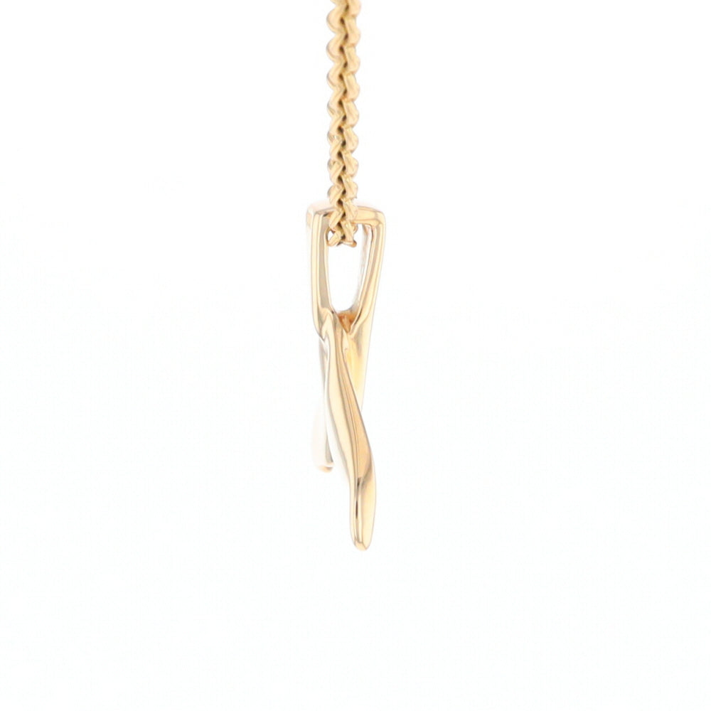 Whale Tail Gold Quartz Single Sided Inlaid Sea Life Pendant