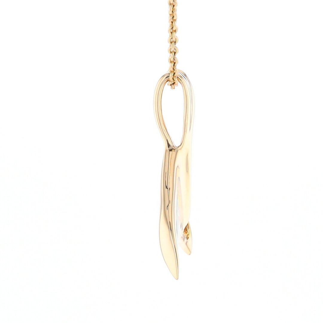 Whale Tail Necklaces Natural Gold Quartz and Nuggets Inlaid Pendant (G1)