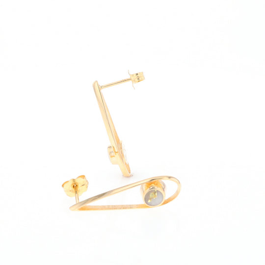 Gold Quartz Round Inlaid Teardrop Earrings - G2