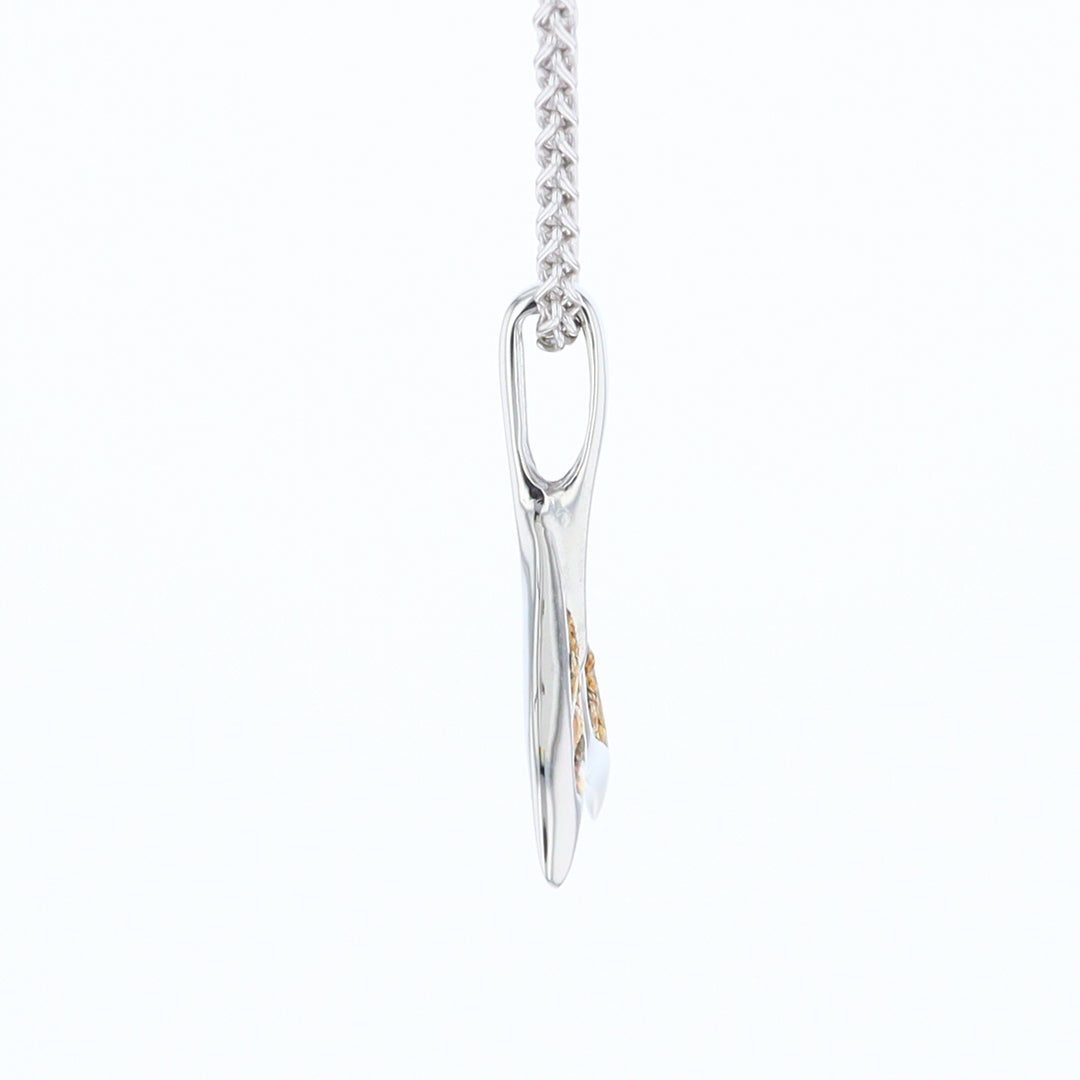White Gold Whale Tail Pendant Natural Nuggets Double Inlaid Sea Life Pendant