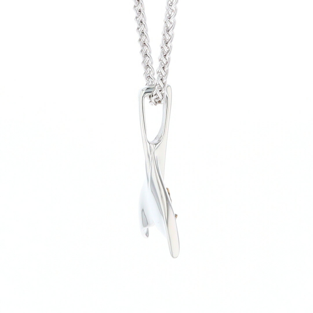Whale Tail Natural Nuggets Inlaid Sea Life Medium White Gold Pendant