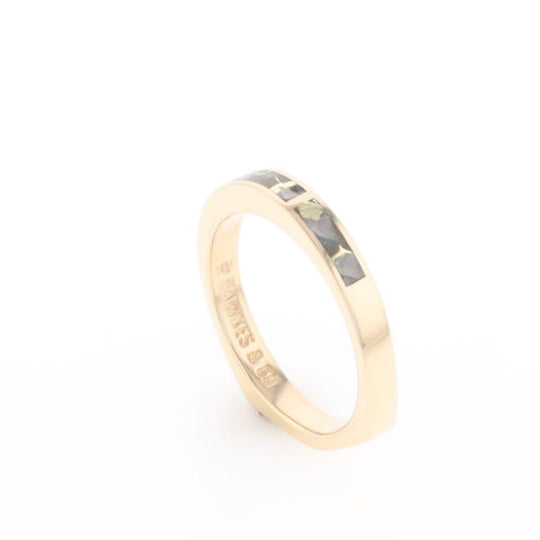 Gold Quartz Ring 3 Rectangle Section Inlaid Band
