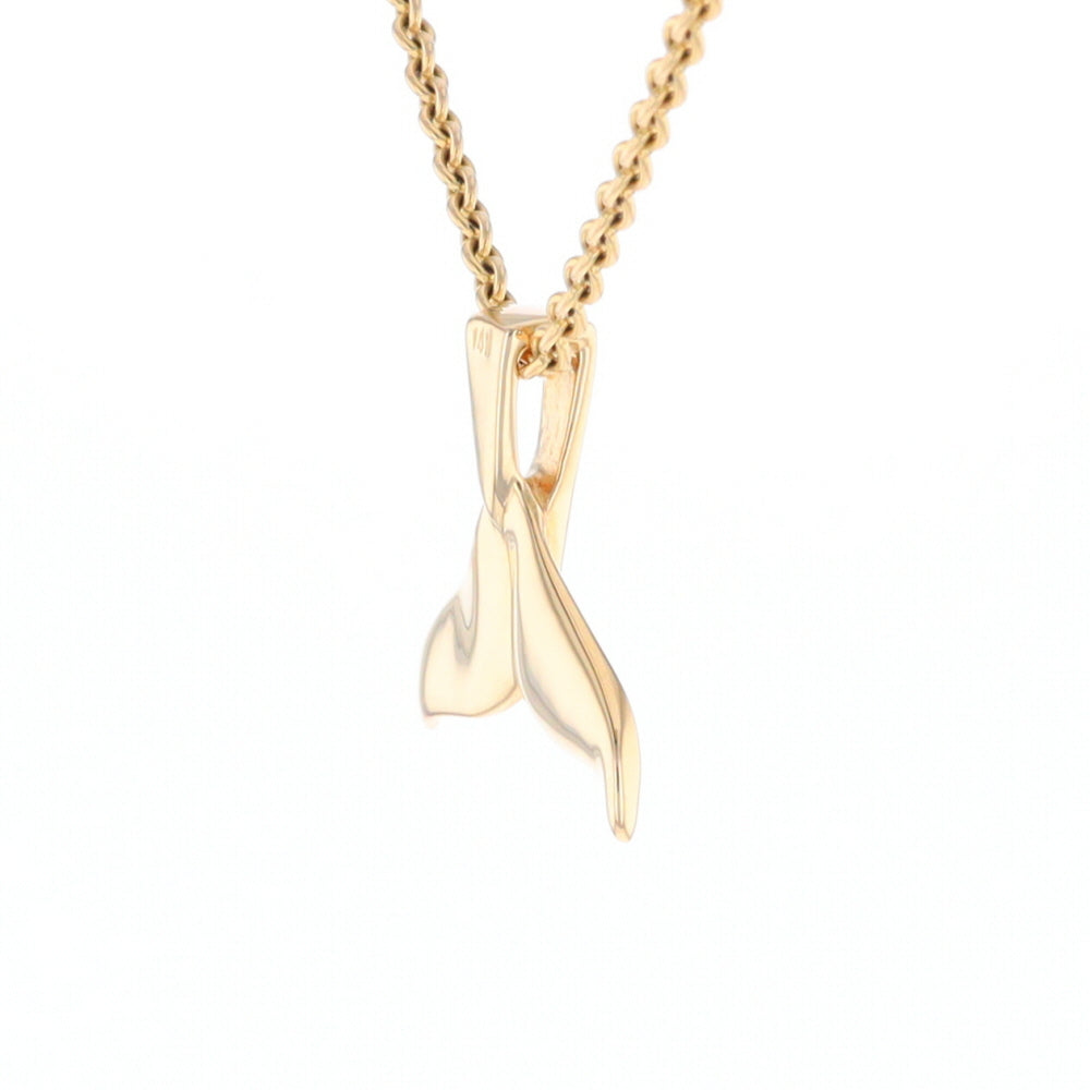 Whale Tail Gold Quartz Single Sided Inlaid Sea Life Pendant
