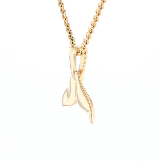 Whale Tail Gold Quartz Single Sided Inlaid Sea Life Pendant