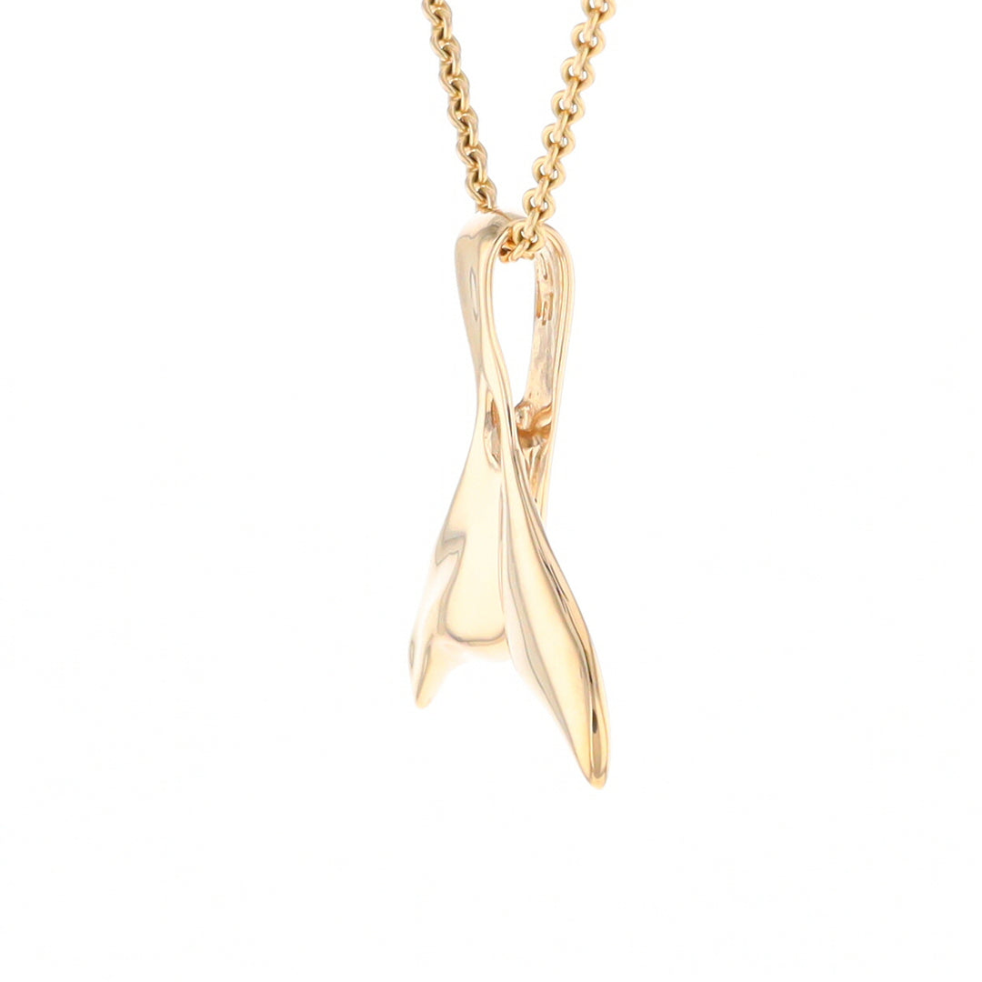 Whale Tail Gold Quartz Single Sided Inlaid Sea Life Pendant