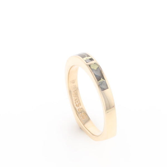 Gold Quartz Ring 3 Rectangle Section Inlaid Band