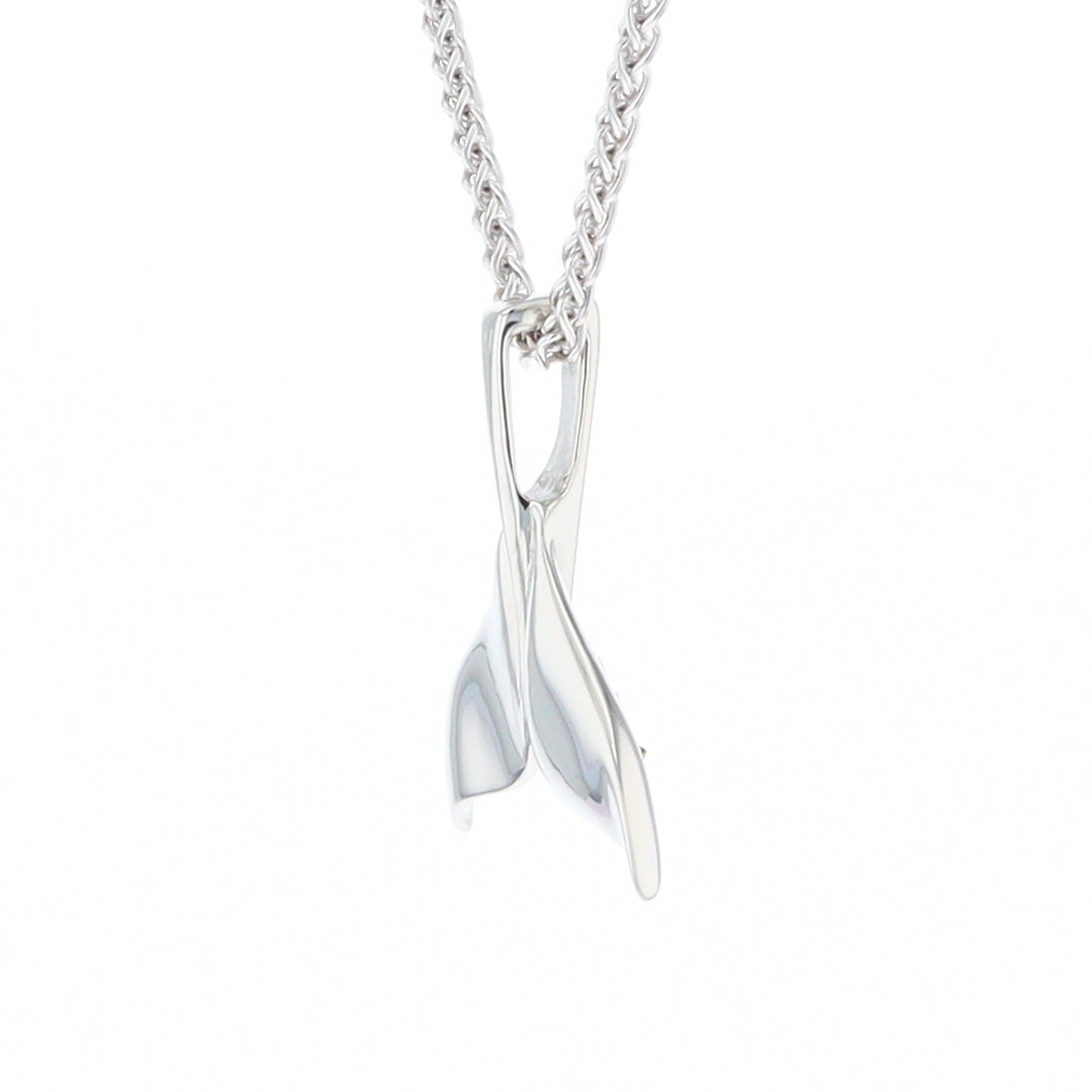 Whale Tail Natural Nuggets Inlaid Sea Life Medium White Gold Pendant