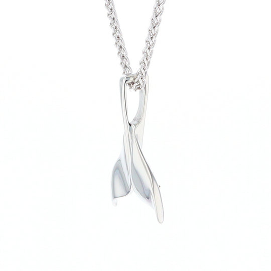 Whale Tail Natural Nuggets Inlaid Sea Life Medium White Gold Pendant