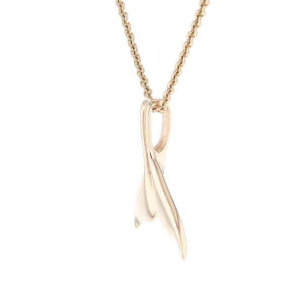 Whale Tail Necklaces Natural Gold Quartz Double Sided Inlaid Pendant