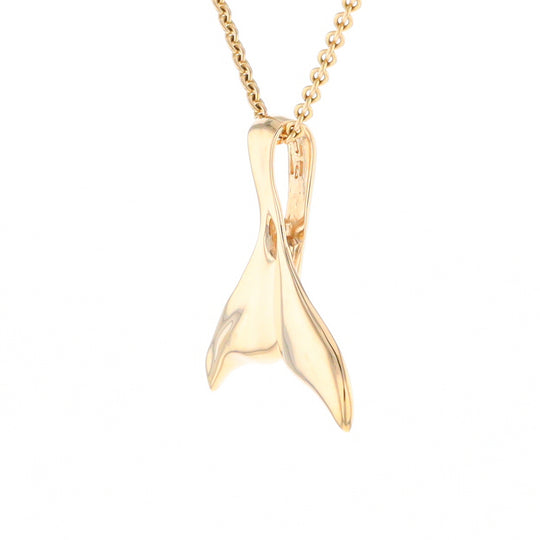 Whale Tail Gold Quartz Single Sided Inlaid Sea Life Pendant