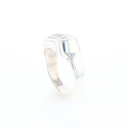 Sterling Silver Gold Quartz Inlaid Rectangular Ring - G3