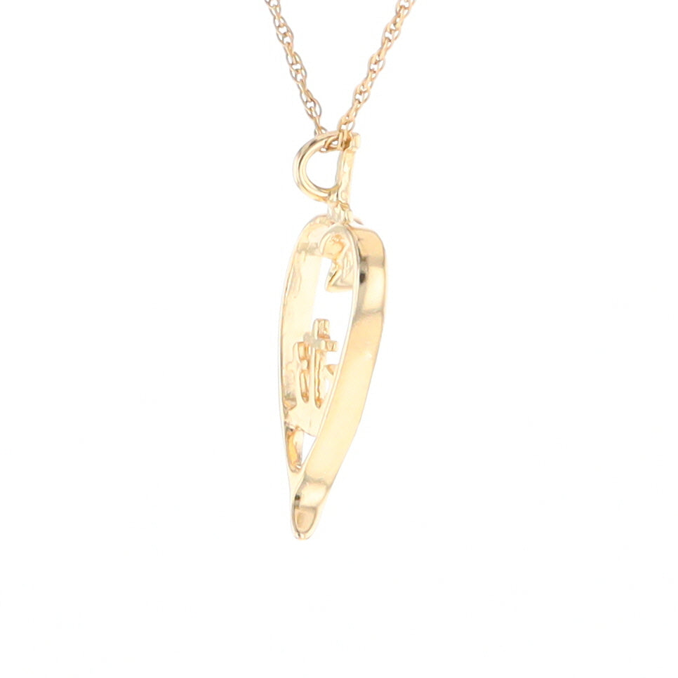 Gold Heart Triple Cross Pendant