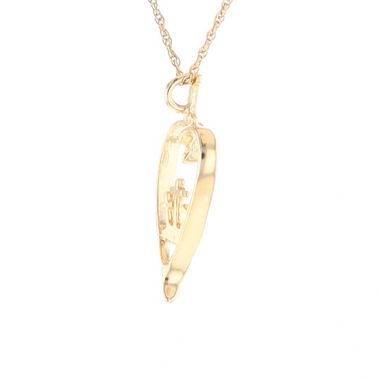 Gold Heart Triple Cross Pendant